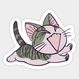 I draw pink pastel happy running chi the kitten 5 / Chi's sweet home Sticker